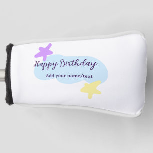 Pastel blue clouds stars purple happy birthday nam golf head cover