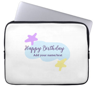 Pastel blue clouds stars purple happy birthday nam laptop sleeve