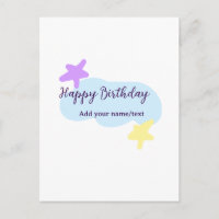 Pastel blue clouds stars purple happy birthday nam