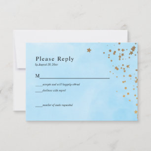 Pastel Blue Clouds Watercolor Wedding RSVP Card