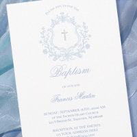 pastel blue crest baby boy Baptism