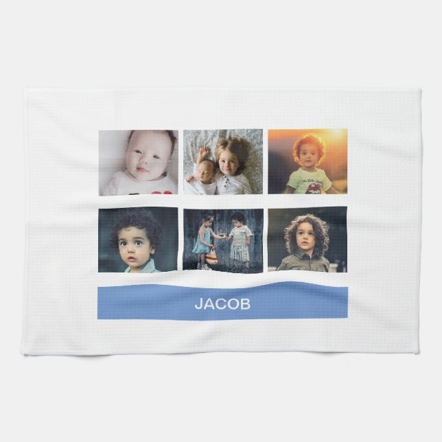Pastel Blue Custom Photo – Personalised Tea Towel (Horizontal)