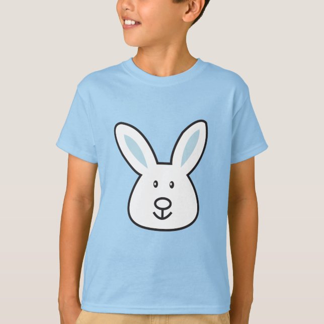 Pastel Blue Cute Easter Bunny Illustration T-Shirt (Front)