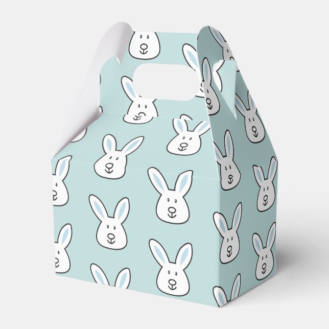 Pastel Blue Cute Easter Bunny Pattern Favour Box (Front Side)