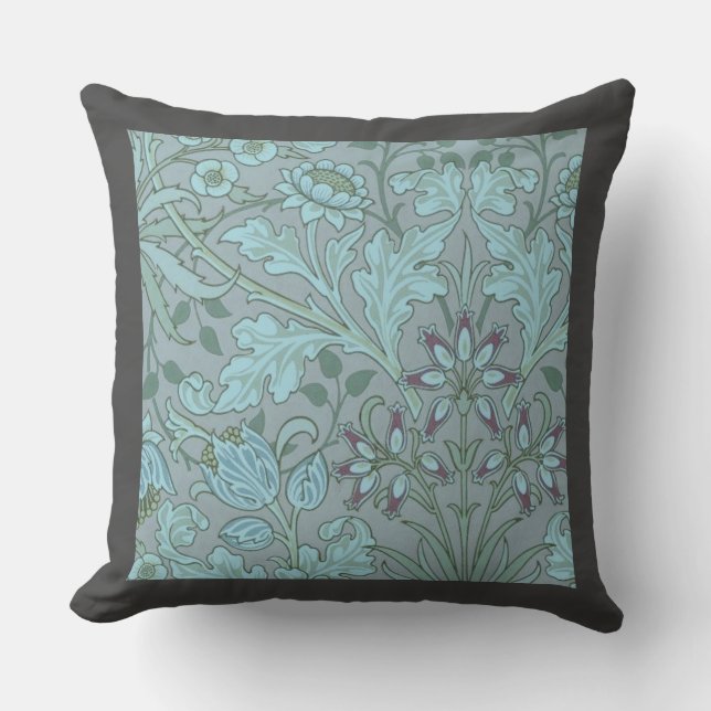 Pastel Blue Decorative Flowers  Cushion (Front)