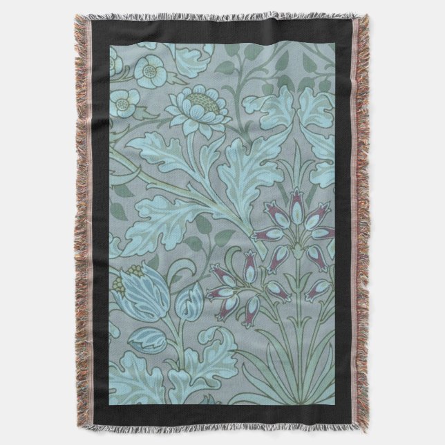 Pastel Blue Decorative Flowers  Throw Blanket (Front Vertical)