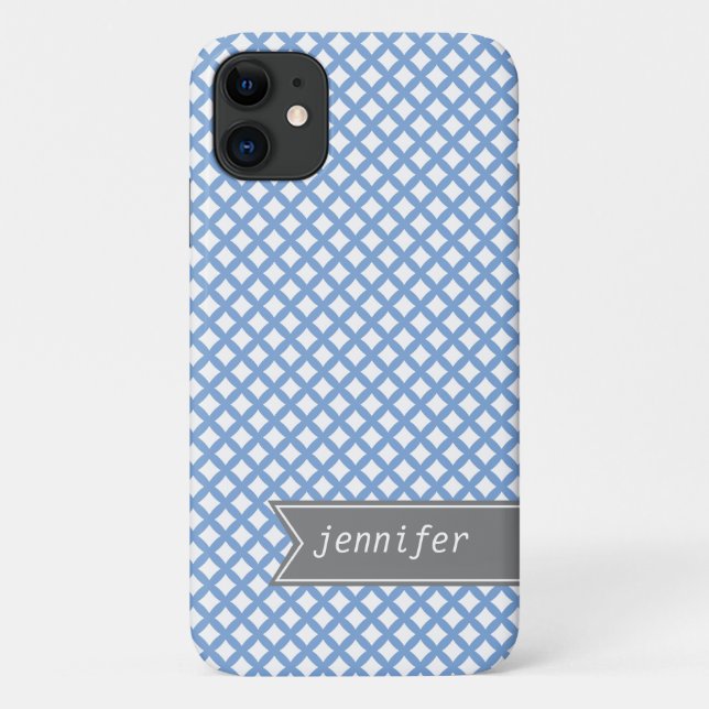 Pastel Blue Diamond Pattern Case-Mate iPhone Case (Back)