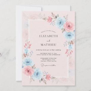 Pastel Blue Dreamy Spring Wedding Invitation