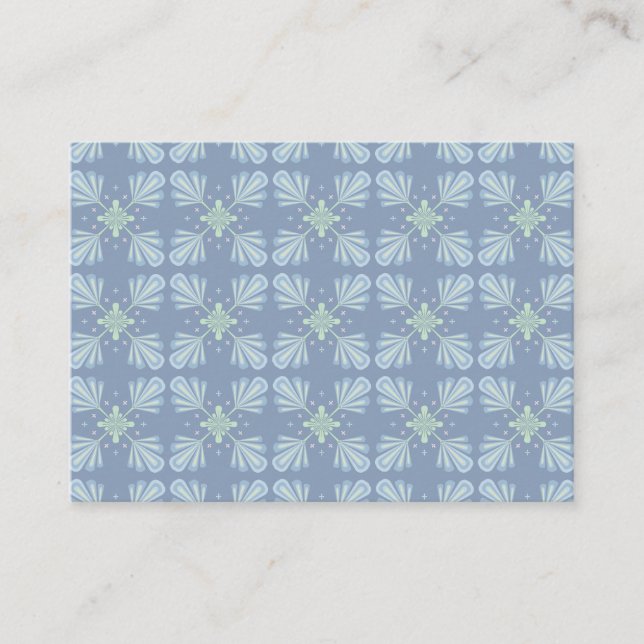Pastel blue floral abstract repeat  calling card (Front)