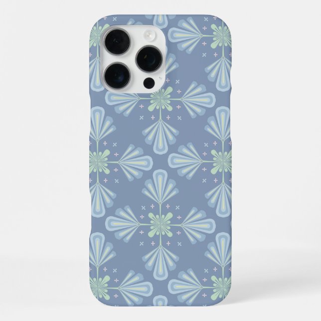 Pastel blue floral abstract repeat  iPhone case (Back)