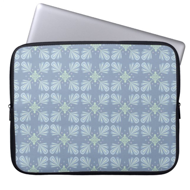 Pastel blue floral abstract repeat  laptop sleeve (Front)