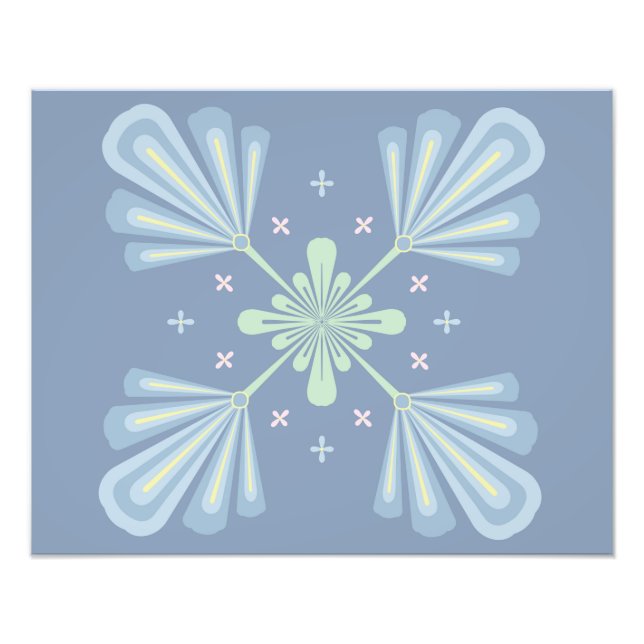 Pastel blue floral abstract repeat  photo print (Front)