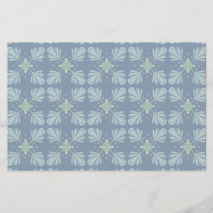 Pastel blue floral abstract repeat stationery
