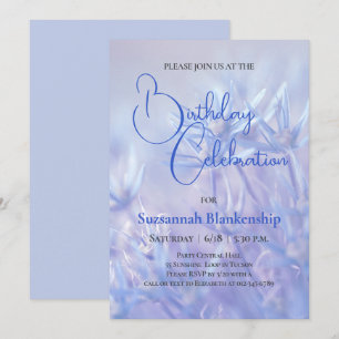 Pastel Blue Floral Background Birthday Party Invitation