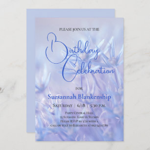 Pastel Blue Floral Background Birthday Party Invitation