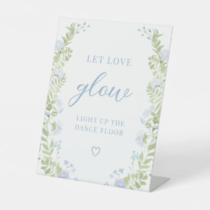 Pastel Blue Floral Boho Wedding Let Love Glow Sign