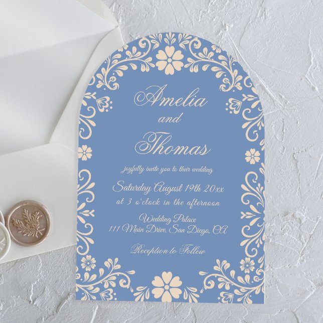 Pastel Blue Floral Elegant Wedding Invitation (Creator Uploaded)