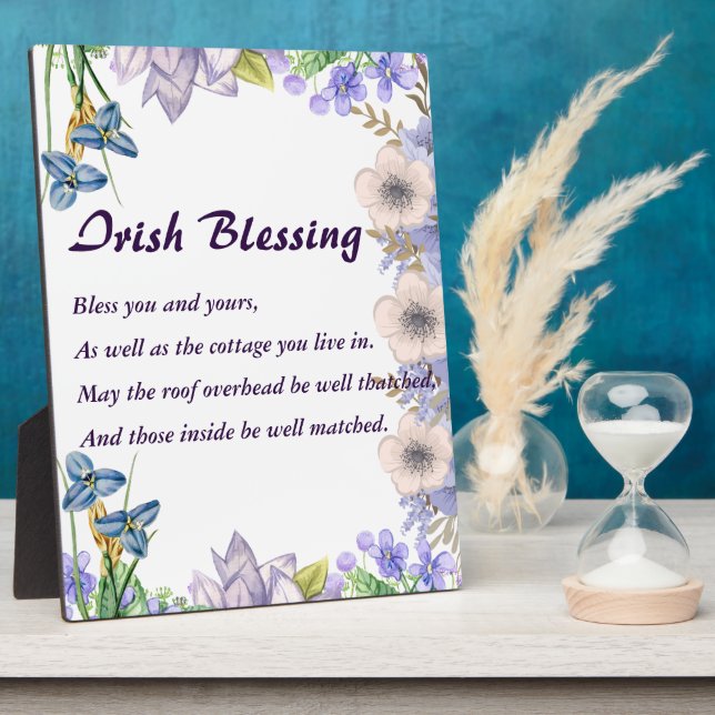 Pastel Blue Floral Lilac Irish Blessing Prayer Plaque (Side)
