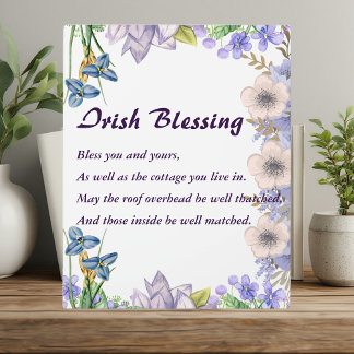 Pastel Blue Floral Lilac Irish Blessing Prayer Plaque