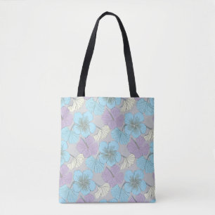 “Pastel Blue Floral Tote Bag