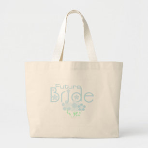 Pastel Blue Flowers Future Bride Large Tote Bag