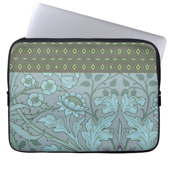Pastel Blue Flowers Laptop Sleeve (Front)