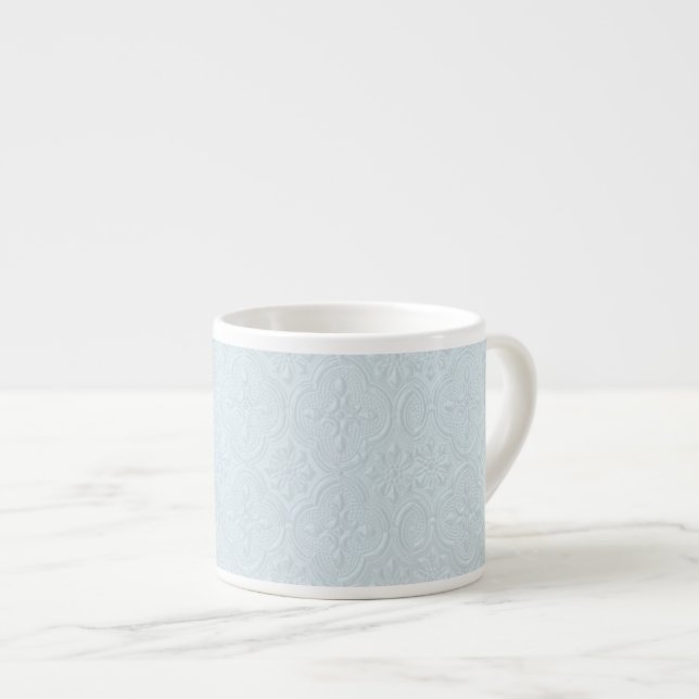 Pastel Blue Flowers Pattern Espresso Cup (Front Right)