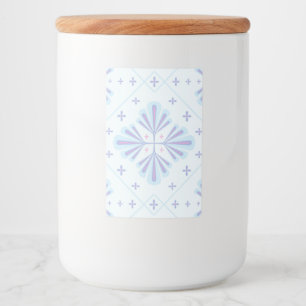 Pastel Blue Geometric Floral Pattern Food Label
