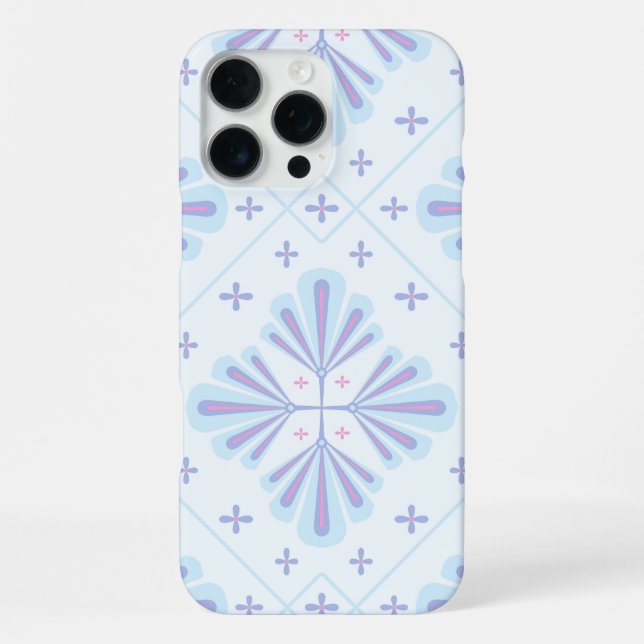 Pastel Blue Geometric Floral Pattern iPhone Case (Back)