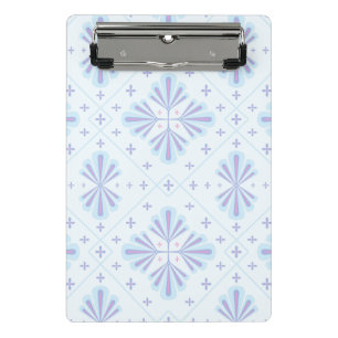 Pastel Blue Geometric Floral Pattern Mini Clipboard