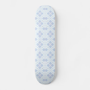 Pastel Blue Geometric Floral Pattern Skateboard