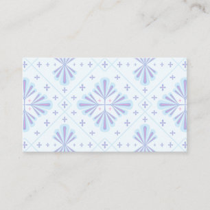 Pastel Blue Geometric Floral Repeat Pattern  Business Card