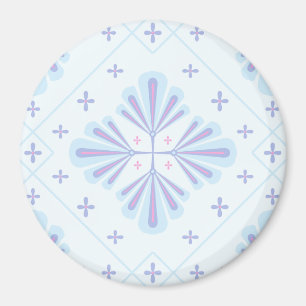 Pastel Blue Geometric Floral Repeat Pattern  Magnet