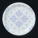 Pastel Blue Geometric Floral Repeat Pattern  Paper Plate<br><div class="desc">Flower Petals Repeat Pattern</div>