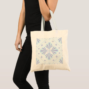 Pastel Blue Geometric Floral Repeat Pattern  Tote Bag
