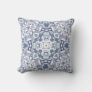 Pastel Blue Geometric Shapes Patten Cushion