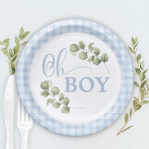 Pastel Blue Gingham Baby Boy Baby Shower