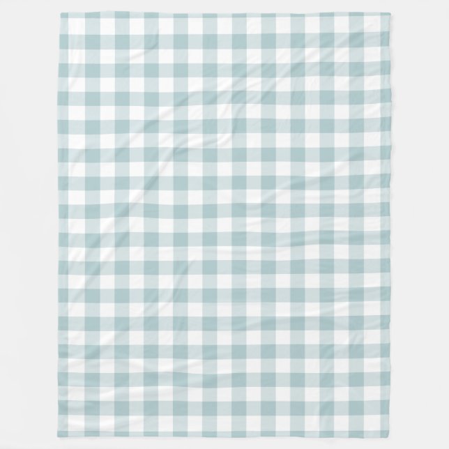 Pastel Blue Gingham Pattern Fleece Blanket (Front)