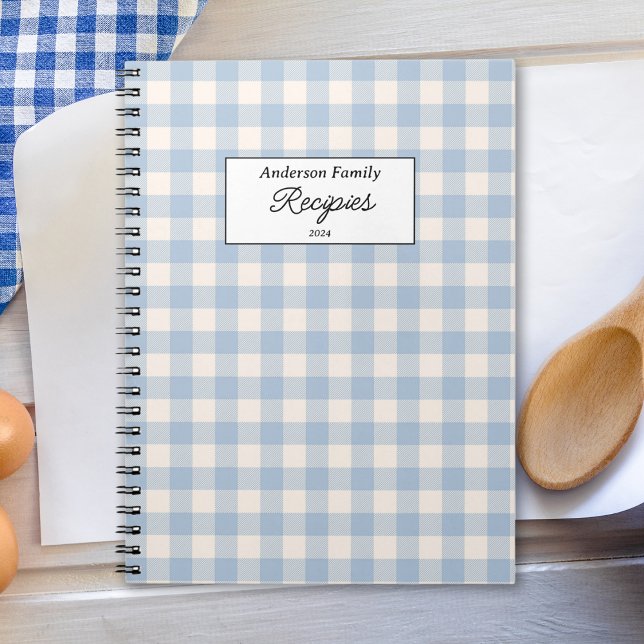 Pastel Blue Gingham Recipe Notebook (Creator Uploaded)