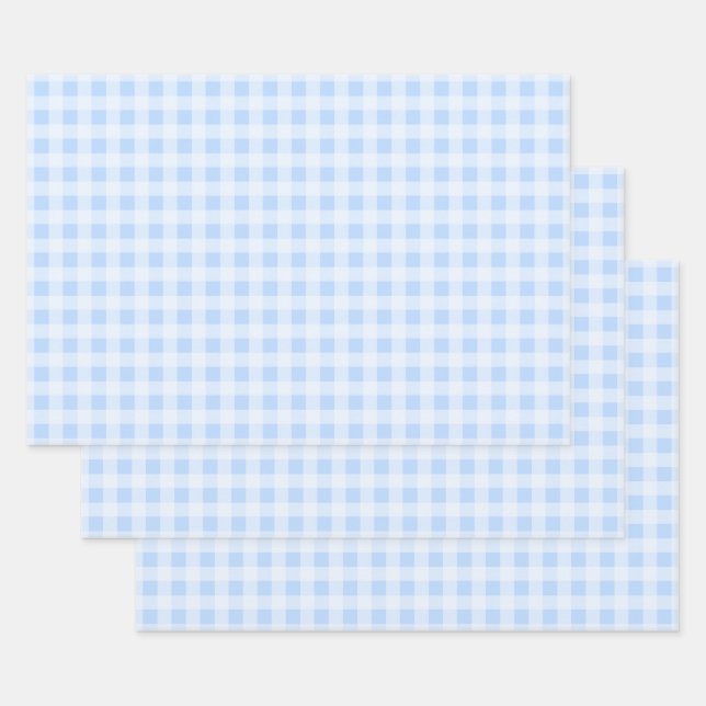 Pastel Blue Gingham Wrapping Paper Sheet (Set)