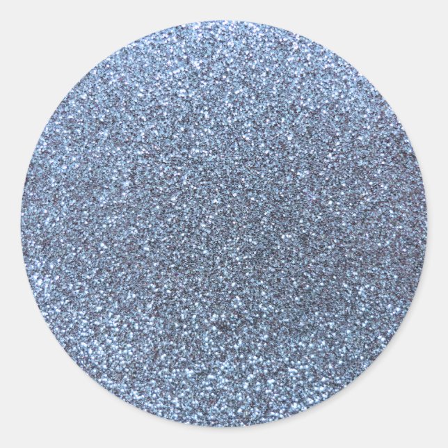 Pastel blue glitter classic round sticker (Front)