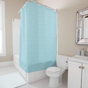 Pastel Blue Gold Confetti Dots  Shower Curtain