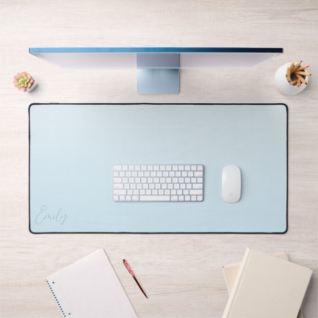 Pastel Blue Gradient Calligraphy Personalized Desk Mat (Office 1)