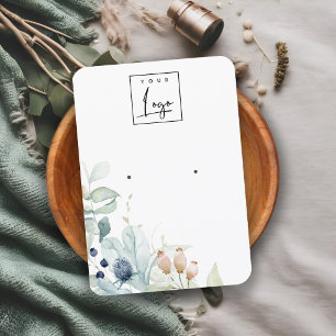 Pastel Blue Green Foliage Bunch Earring Display Business Card