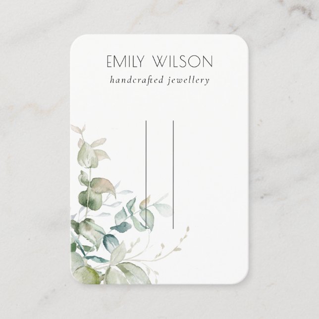 Pastel Blue Green Foliage Bunch Hairpin Display Business Card (Front)