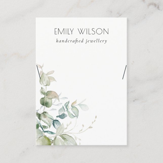 Pastel Blue Green Foliage Bunch Necklace Display Business Card (Front)