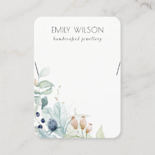 Pastel Blue Green Foliage Bunch Necklace Display Business Card