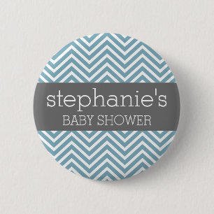 Pastel Blue & Grey Baby Shower Suite 6 Cm Round Badge