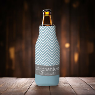 Pastel Blue & Grey Baby Shower Suite Bottle Cooler