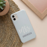 Pastel Blue-Grey New Mrs Last Name Bride